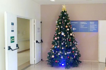 Mensagens e fotos de pacientes enfeitam árvore de Natal do HRR